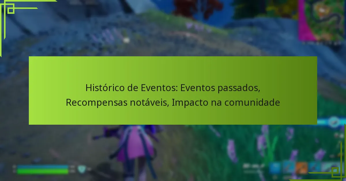 Histórico de Eventos: Eventos passados, Recompensas notáveis, Impacto na comunidade